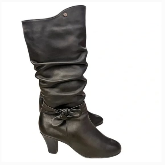 blondo heeled black boots ruched bow size 6 like new no tags - Picture 1 of 14